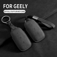 Suede Car Remote Key Case Cover Shell Fob For Geely Galaxy EX5 EM-i L7 L6 E8 A5 M9 Auto Leather Car Smart Key Bag Accessories