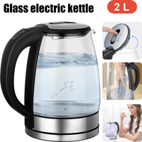 2L Larger Capacity Electric Kettle 220V Glass Tea Kettle Home Kitchen Water Heater EU/UK Plug Water Boiler