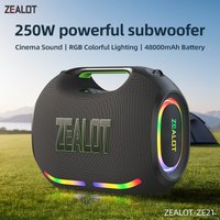 ZEALOT-ZE21 250 W tragbarer Bluetooth-Lautsprecher, hohe Lautstärke, wasserdicht, 48000 mAh, kabelloser TWS-Subwoofer, unterstützt USB/TF/AUX, RGB-Licht