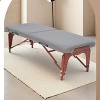 Portable Folding Massage Bed Multifunctional Adjustable Height Waterproof Leather Real Wood Frame for Physiotherapy Tattoo
