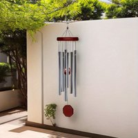 Metal Wind Chimes: 6 Tubes Aluminum, Wooden Hanging Ornament, No Battery Required - Perfect for Your Garden