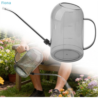 ♬2000ml Large Long Spout Watering Can,Clear Plastic Indoor Plant Watering Pot with Scale