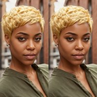 Short Pixie Cut Human Hair Wig Full Machine-Made Remy Peruvian Hair for Everyday Natural Look Wig