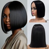 100% Malaysia Hair 200% Density Double Drawn Hair Wear And Go Lace Closure Wigs HD Glueless Ombre Bob Straight Lace Closure Wigs