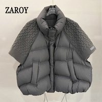 ZAROY Damen Baumwollweste Herbst Winter Locker Lässig Stehkragen Taschen Pufferweste Mantel Trendige Oberbekleidung
