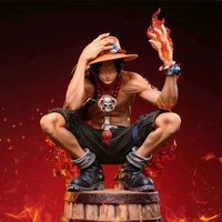 Handheld Flame Ace Wine Bucket Squatting Stance Ace Double Headed Convertible Anime Model Statue Ornament Collection Gift