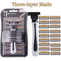 Men's Shaver Stainless Steel Shaving Three Layer Blade Shaver Reusable Razor Imported Blade Professional Barber Shaving Tools