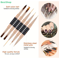 〔R〕Professional Nail Art Liner Brushes - 5Pcs Thin Detail Painting Brushes for Intricate Nail Designs