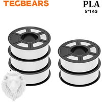 TECBEARS PLA 3D-Drucker-Filament PLA 1,75mm 5 Rollen 5KG Mehrfarbig Vakuumverpackung Blasenfrei für FDM 3D-Druck DIY-Materialien