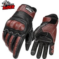 Retro Motorbike Gloves Unisex Airflow Perforated Leather Reinforced Palm Knuckle Protection for Vintage Style Riding M-XXL