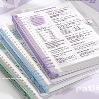 60 sheets of 120-page transparent soft leather loose-leaf notebooks with detachable ring covers and horizontal lines A5