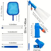 (ABUB) Pool Filter Swimming Pool Vacuum Cleaner Set Tool Clean Pool Bottoms Net Cleaning Pool Tool US Standard