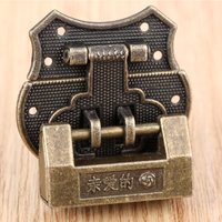 2pcs/set Vintage Lock Jewelry Wooden Box Nice Decorative Chinese Old Style Padlock With Box Latch Hasp Hardware Set W/Screw