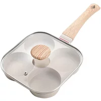 Non-stick Frying Pan with Lid,4-hole Omelet Pan,Egg Burger Cooking Pan,Home Breakfast Cookware,Universal Gas Induction Cooker