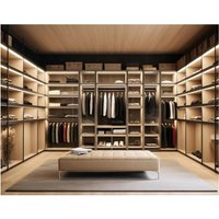 Luxury Custom Wooden Sliding Wardrobe Bedroom U-Shaped Custom Wardrobe Glass Door With Main Room Dresser