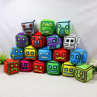 12cm Geometry Dash Cube Plush Toys Small Pillow Stuffed Doll Cosplay Square Pendant Game Cute Home Decoration Kids Birthday Gift image 4