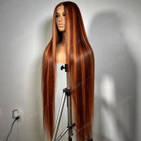 100% Human Hair 4/350 Highlight Ombre Bone Straight 13x6 Lace Front Wigs Ginger Orange Brown Colored 13x4 Lace Frontal Wig