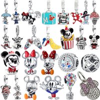 2026 New Mickey and Minnie Series 925 Sterling Silver Cute Cartoon Beads Charms For Bracelets & Necklaces Keychain DIY Jewelry