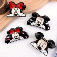 1pc Mickey Minnie Cute Hair Clip Fun Cartoon Black White Hair Grab with Bow Shark Clip Women's Gift Hair Accessories