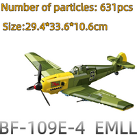 Plastic building blocks toy of the German BF-109E-4 Emil fighter aircraft model for aircraft models
