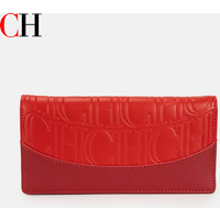 CH Red Long Wallet Large Capacity Card Holder Fashion Clutch Purse Women Daily Use Multi Card Slots