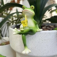 Handmade Gardening Small Frog Resin Creative Hanging Flower Pots Unique Ornament for Fish Tank Outdoor Balcony