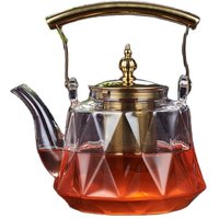 1L Glass Teapot with Removable Infuser Filterable Household Heat-resistant Glass Steamed Tea Brewed Teapot Transparent Teapot