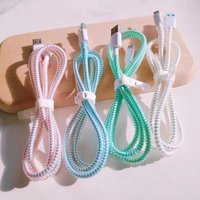 1/2pcs 1.6M Laser Cable Protectors Spiral Data Cable Universal Phone Charger Cord Saver Sleeve for Xiaomi Samsung iPhone