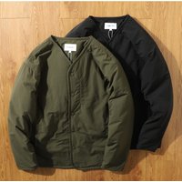2026 Japanese Retro Collarless Padded Cotton Jacket Men's Tooling V-neck Snap-button Cotton Jacket Men's men clothing jackets