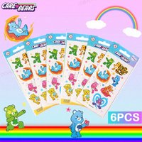 6PCS Care Bears Officially Licensed Tattoo Stickers Cute Colourful Water Transfer Cartoon Stickers Waterproof Body Decoration
