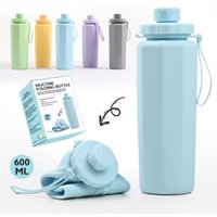 600ML Collapsible Water Bottle Silicone Foldable Water Cup Outdoor Sports Leakproof Reusable Kettle for Travel Camping Yoga
