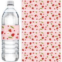 10pcs Strawberry Water Bottle Labels Pink Theme Stickers Birthday Party Decoration for Happy Wedding Party Supplies
