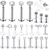 16g Stainless Steel Lip Labret Piercing Crystal Ball Monroe Lip Stud Helix Tragus Conch Cartilage Earrings 6/8/10mm