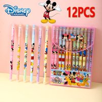 12pcs/box Mickey Mouse Erasable Gel Pens Disney Anime Peripherals School Supplies Cute Stationery Kawaii Black Neutral Pen Gifts