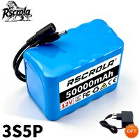 12V 10Ah-100Ah 3S5P 18650 Li-ion Battery Pack Built-in BMS + Free Charger Deep Cycle Replace Lead Acid for Solar RV Boat