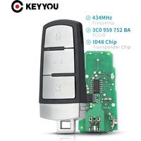 KEYYOU Smart Remote Car Key Fob 3C0 959 752 BA 434Mhz ID48 Chip for VW for Volkswagen Passat B6 3C B7 Magotan CC 3 Buttons