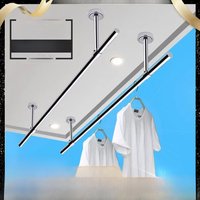 Fixed 304 Stainless Steel Clothes Drying Rod Balcony Clothes Drying Rack Ceiling Mounted Single Double Hanging Storage Organizer