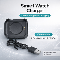 Magnetic Smart Watch Charger 4.0mm USB Charging Cable Dock For P6 X16 HW22 T500 Plus X8 Plus Smartwatch Replacement Charger
