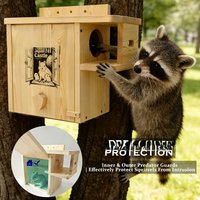 Wooden Squirrel Nest Hanging Outdoor Squirrel Feeder Hamster Breeding Box with Small House Pet Habitat