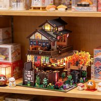 Sushi Restaurant 3D Puzzle Wooden Room Bedroom Decoration Doll House Model DIY Toy Mini Dollhouses Kits Suitable For Teenagers