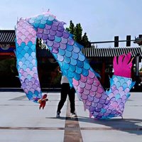 6/8/10/12m Chinese Dragon Ribbon Dance Set With Head For Adults One Person Fitness Practice Props Colorful Festival Performance