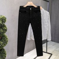 Luxury Fashion Hot Diamond Black Jeans Men's Autumn Men's Pants Brand Slim 2025 New Gypsy Star Fried Street Handsome Pants