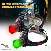 E2 Green/Red/UV Led Head Light Headlamp Zoomable Head Lamp Torch 4 Modes Headlight USB Charging Fishing Hunting Camp Flashlight