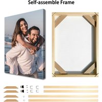 1 Pc Customized Photos on Canvas with DIY Wood Frame or frameless poster,Personalized Custom Photos for Your Lover,family,friend