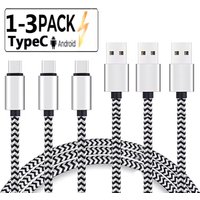 1-3Pcs USB Type C Cable Fast Charging Battery Charger Wire Woven Nylon Data Cable Mobile Phone Charger For Huawei Samsung USB C