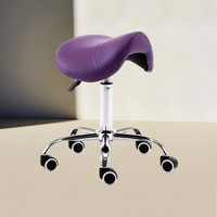 Swivel Adjustable Rolling Stool Saddle Stool With Wheels Heavy Duty Wide Thick Seat Padding Ergonomic Chair For Spa Clinic