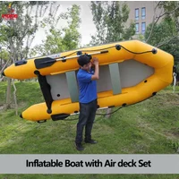 2.3~3.3m Inflatable Boat with Air Deck Set 0.9mm PVC Wear Resistance Slat Kayaking LUYA Fishing Boat with 2+1 Air-chambers