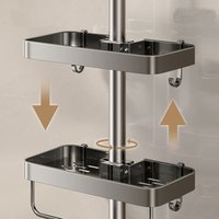Bathroom Storage Rack Rain Shower Rod Shelf Organizer No Drilling Shower Gel Shampoo Tray Holder Shower Gel Shampoo Organizer