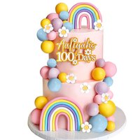 35 PCS Cake Toppers Boho Cake Topper Hippie Party Decorations with Flower Rainbow Balls Girl Birthday Party and Room Decoration