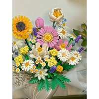 2026 new building blocks, flowers and plants, white daisy flowers, lavender puzzle building blocks, toys, decorative gifts